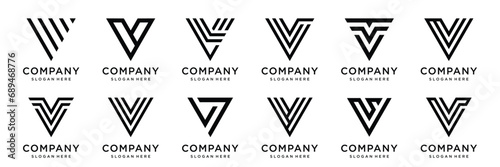 Set of letter V logo. Icon design. Template elements - Collection of vector sign