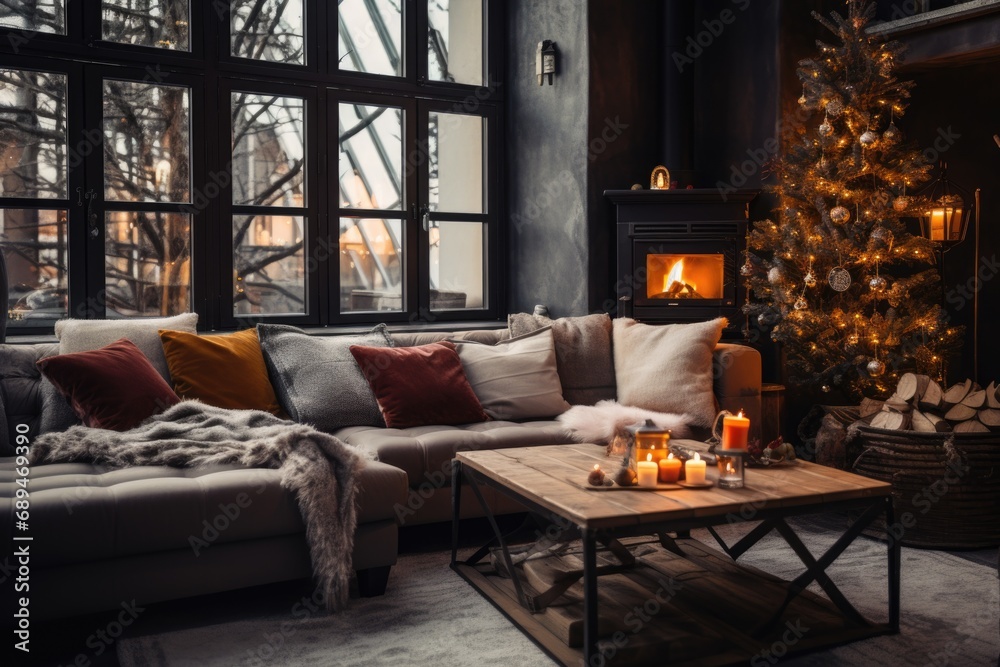 Cozy home interior during the Christmas holidays