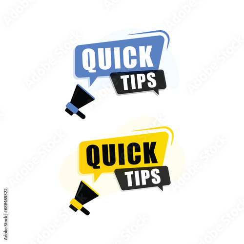 Quick tips with megaphone on white background
