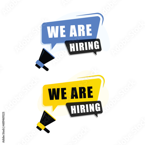 We are hiring with megaphone on white background