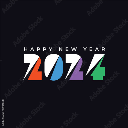 Happy New Year 2024 vector template design.