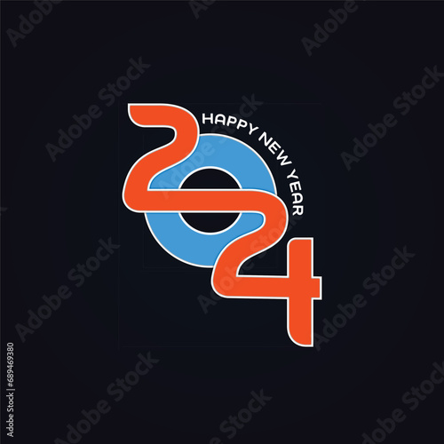 Happy New Year 2024 vector template design.