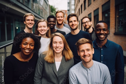 Portrait of diverse smiling group of young professionals