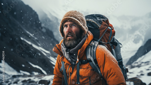 Snow mountain hiker Generative Ai