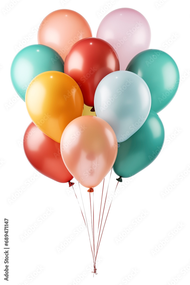 Colorful party balloons with isolated against transparent background. Christmas and happy birthday concept Colorful party balloons with isolated against transparent background. Christmas and happy birthday concept