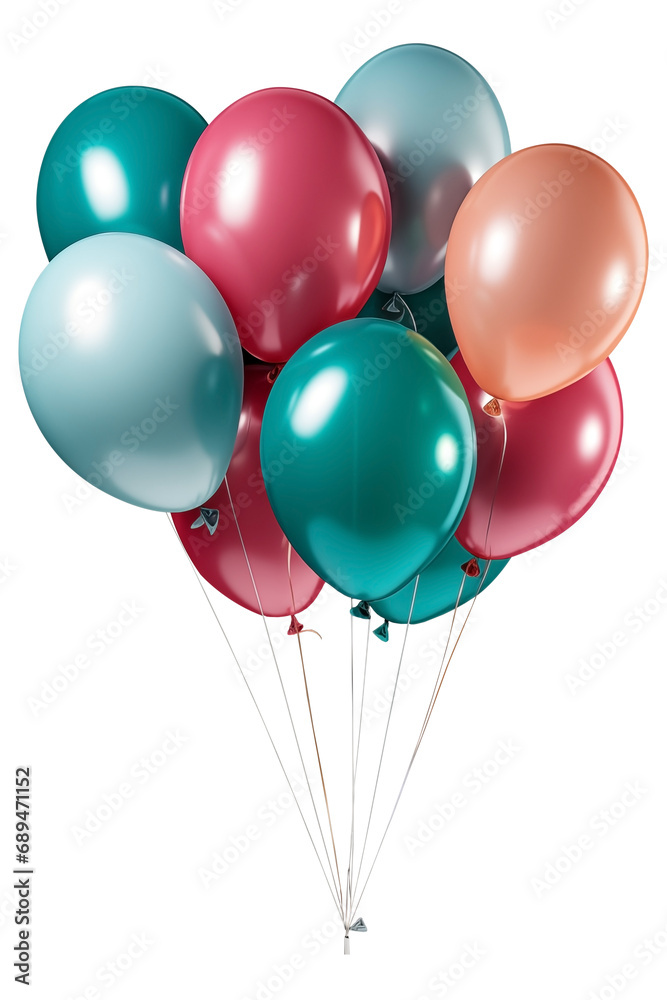 Colorful party balloons with isolated against transparent background. Christmas and happy birthday concept Colorful party balloons with isolated against transparent background. Christmas and happy birthday concept