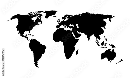world map detailed vector and silhouettes set black and white