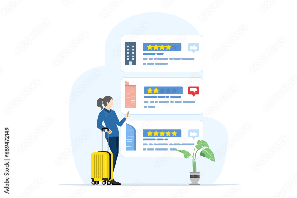 Travel, vacation and accommodation concept. tourists choose hotels and book rooms online flat vector illustration. Search or select hotels, inns and apartments via the internet. vector illustration. Travel, vacation and accommodation concept. tourists choose hotels and book rooms online flat vector illustration. Search or select hotels, inns and apartments via the internet. vector illustration.