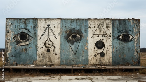 mural of watchful eyes, keeping vigil over the city