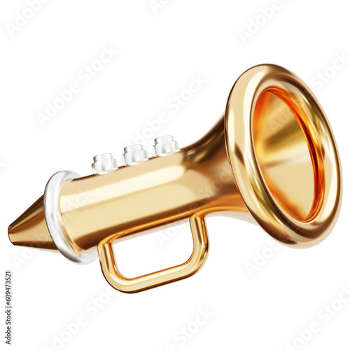 3D Golden Trumpet Musical Instrument