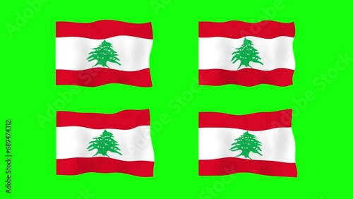 Lebanon Waving Flag 2D Animation on Green Screen Background. Looping seamless animation. Motion Graphic
