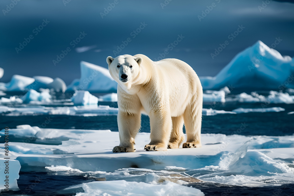 Polar bear on ice - Generative AI Polar bear on ice - Generative AI