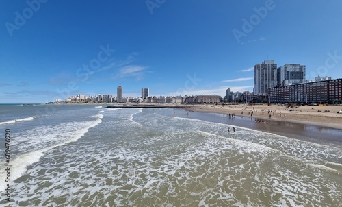 Vista panorámica de la Playa Popular y Playa Bristol de Mar del Plata. photo