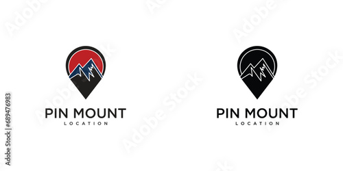 Creative mount location logo design with unique concept| Mount logo| premium vector
