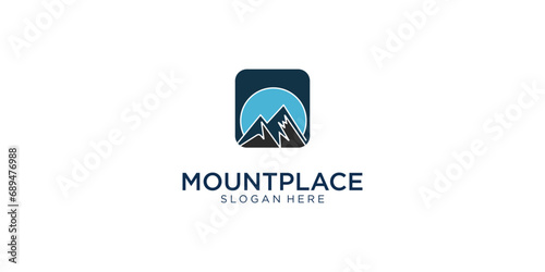 Creative mount location logo design with unique concept| Mount logo| premium vector