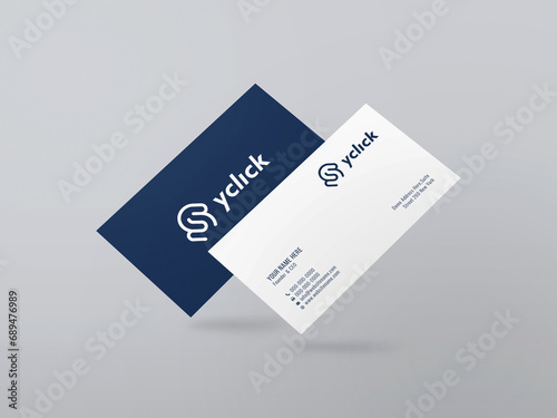 Modern White and Blue Business Card Mockup