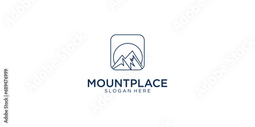 Creative mount location logo design with unique concept| Mount logo| premium vector