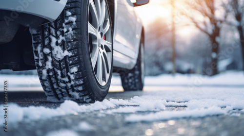 Winter tire. car in winter Generative Ai