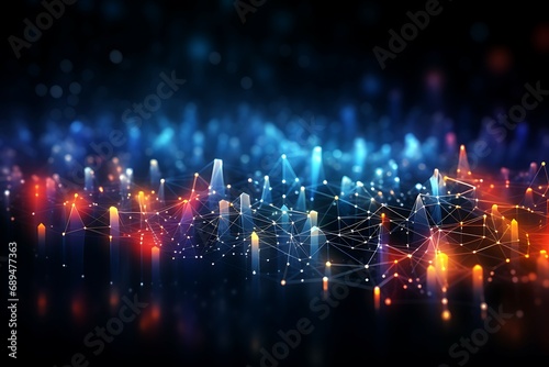 abstract technology particles mesh background, Bright color, ultra realistic