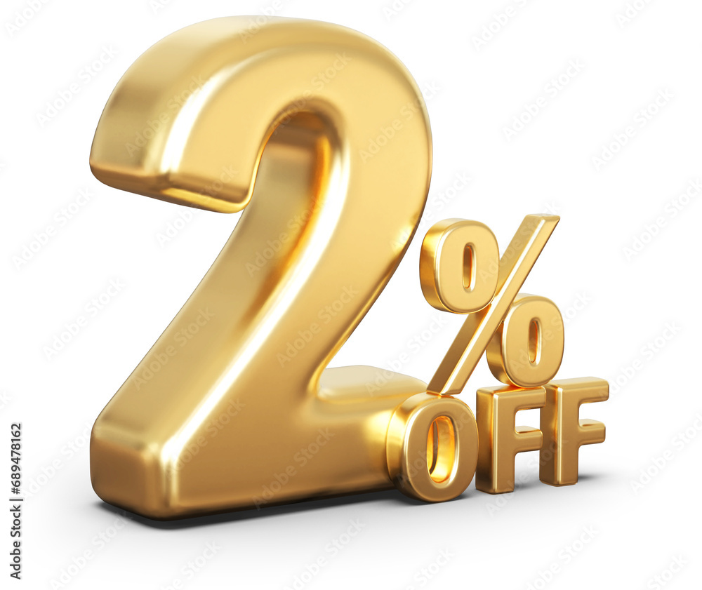 Special 2 Percent Off Sale - Gold 3d Number Percent Off Special 2 Percent Off Sale - Gold 3d Number Percent Off