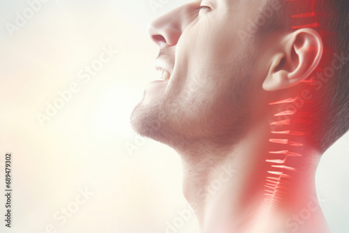 Close-Up of Man with Neck Pain photo