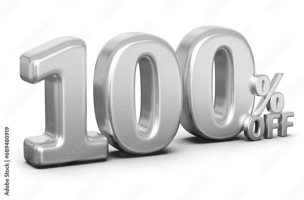 Special 100 Percent Off Sale - Silver 3d Number Percent Off Special 100 Percent Off Sale - Silver 3d Number Percent Off