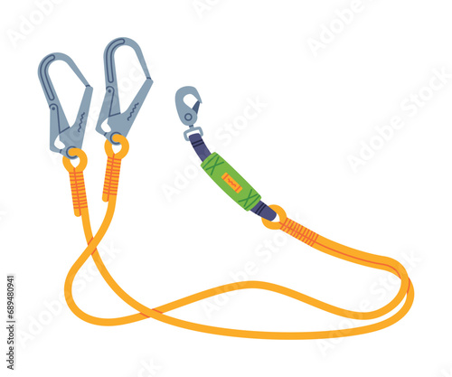 Long Rope with Clasp as Climbing Equipment Vector Illustration
