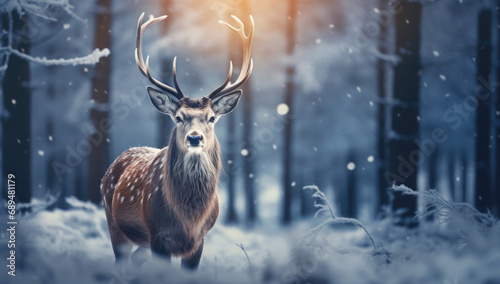 Majestic Deer in Snowy Forest © Maris