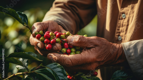 Woman farmer in the coffee beans Generative Ai