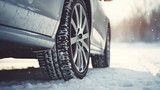 Tyre on a snowy road Generative Ai