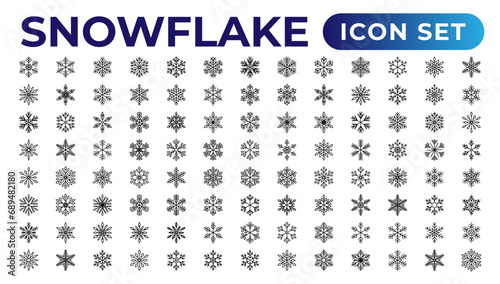 snowflake icons collection.Thin outline icons pack. photo