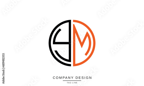 YM, MY, Abstract Letters Logo Monogram