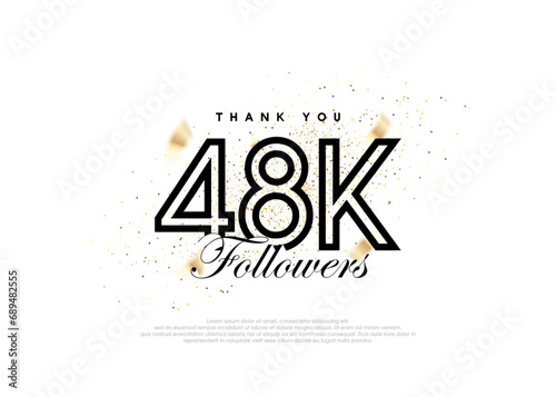 Black 48k followers number. achievement celebration vector.