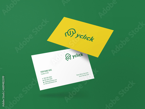 White and Yellow Business card Mockup