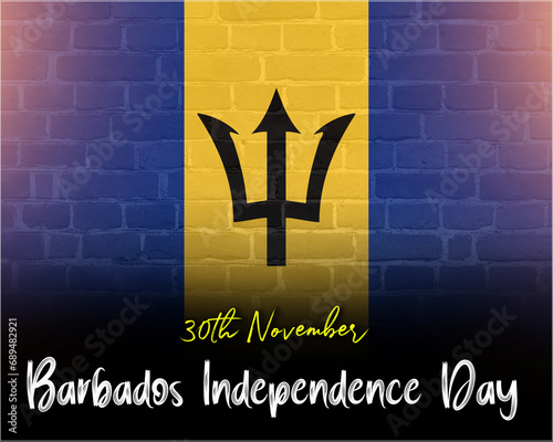 30th November Barbados Independence Day text with wall texture flag poster design.