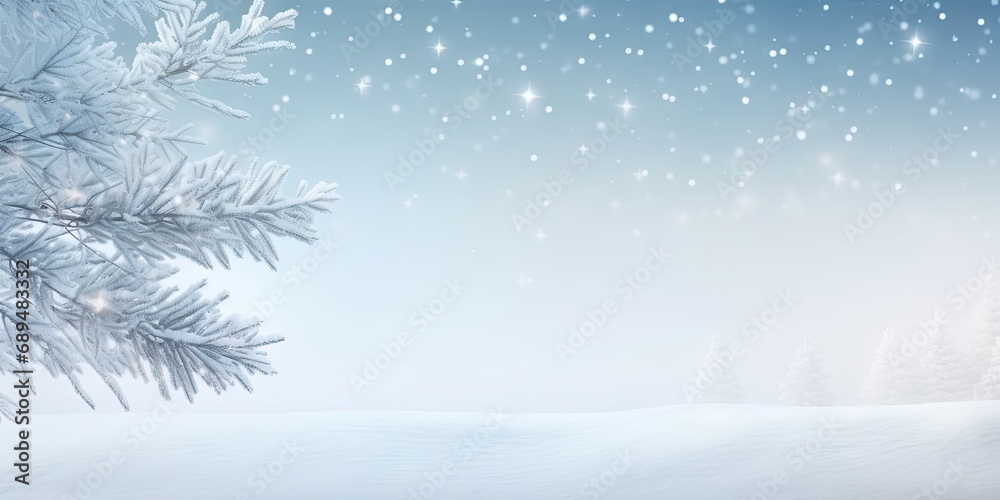 Winter wonderland. Serene seasonal scene with snowy forest icy trees and blue sky creating beautiful christmas background with fresh xmas snowfall and frosty decorations