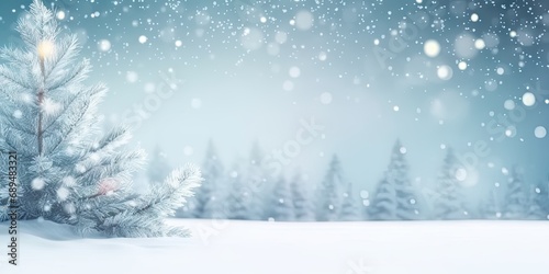 Winter wonderland. Serene seasonal scene with snowy forest icy trees and blue sky creating beautiful christmas background with fresh xmas snowfall and frosty decorations