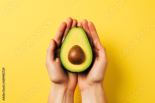 a person holding an avocado