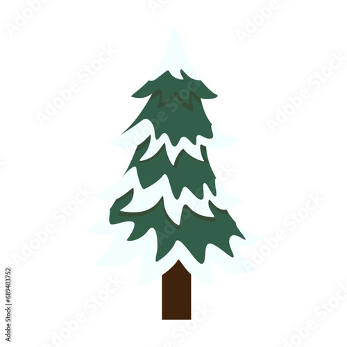 Christmas tree illustration with christmas ornament. Vector illustration isolated on white background, template for design, greeting card, invitation.