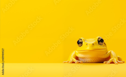 a yellow frog with big eyes