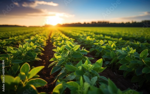 Soy field and soy plants in...