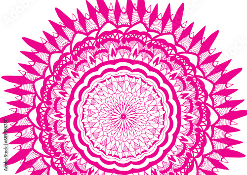 Red and white mandala on a white background