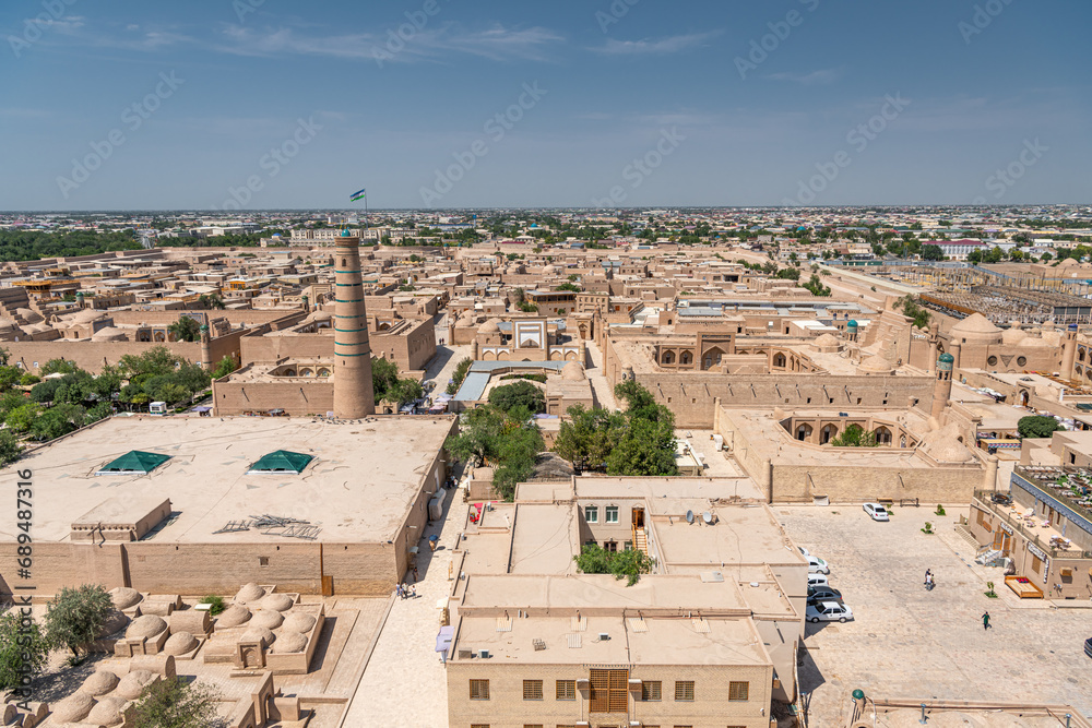 Obraz premium Beautiful aerial view of the 2500-year-old Uzbek city Khiva, Uzbekistan