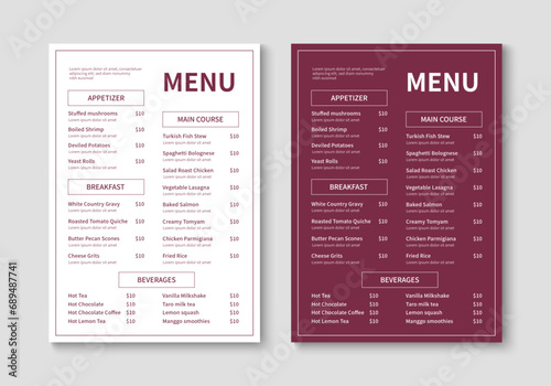 Restaurant menu template. Brochure layout design for restaurant and cafe menu. Food and drink flyer. Vector illustration