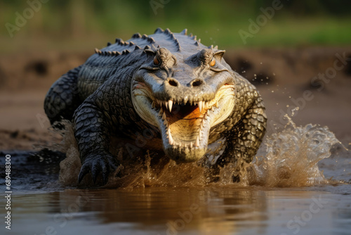 Water animal wildlife river nature alligator crocodile predator reptile wild