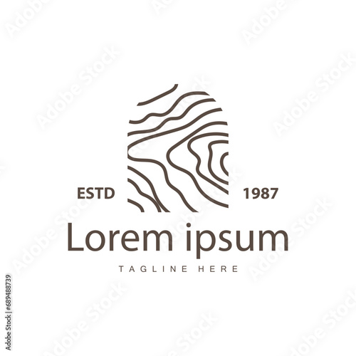 Tree Bark Logo Design Vector Simple Wood Texture Bark Illustration Symbol