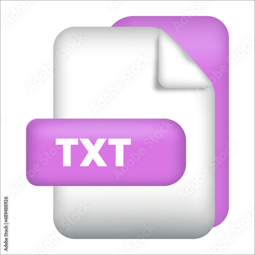 TXT file format icon. TXT file format 3d render icon with transparent background. TXT file format document color icon vector