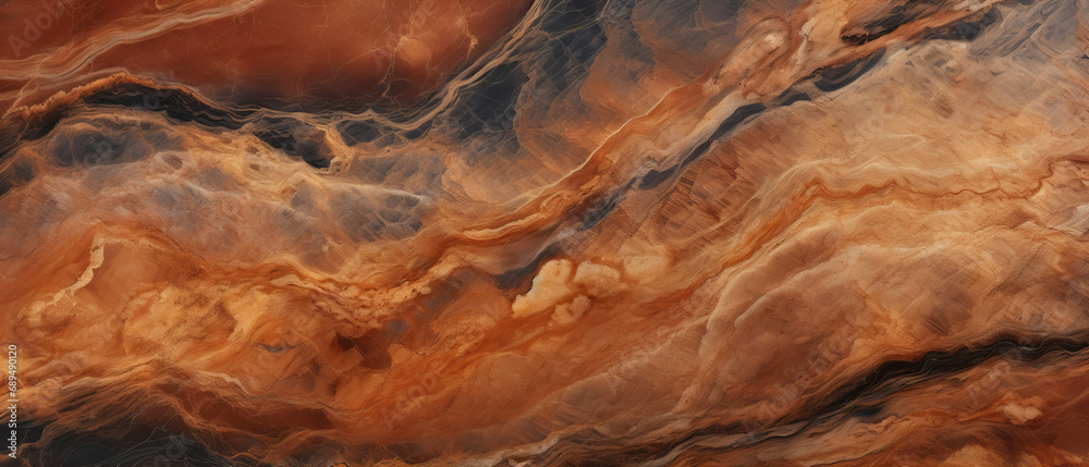An abstract representation of the rugged, earthy nature of a mountain, captured in fluid brushstrokes of rich brown, marble texture, Colorful background with copy space for design An abstract representation of the rugged, earthy nature of a mountain, captured in fluid brushstrokes of rich brown, marble texture, Colorful background with copy space for design