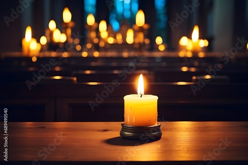 All Saints Day. candle light glowing on table, Reflection, Repentance, Prayer
