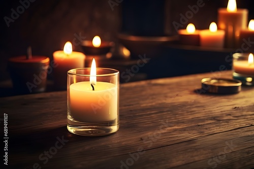 All Saints Day a Christian Holy Day. candle light glowing on table, Reflection, Repentance, Prayer